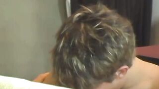 Handsome twink Sean Corwin sucking big rock hard cock