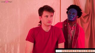 SayUncleNetwork.com - Masked inked stud's interracial bareback session ends with a cr