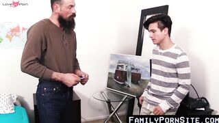 FamilyPornSite.com - Big beard daddy's thick dick in stepson's eager ass