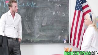 Petite blonde beauty Cleo Vixen enjoys fucking her teacher