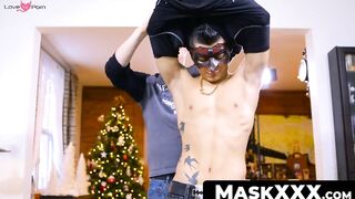 MaskXXX.com - Tattooed jock gets his dick sucked by an older gay dude with pleasure