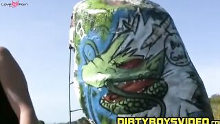 Twinks are having blowjob and handjob fun while in nature