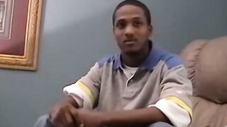 Black amateur stud masturbates for the camera and cums hard