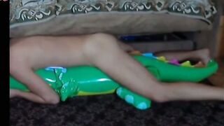 Twink Rides His Inflatable Alligator Sex Toy