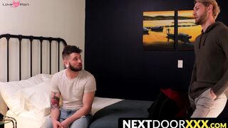 NextDoorXXX.com - Young man wakes up to his lover's mouth wrapped around his cock