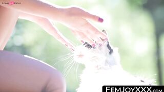FemJoyXXX.com - Brunette babe displays body language in nature solo