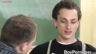 Handsome twink Tyler Dawsen swallows thick rock hard cock