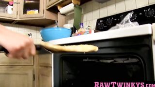 RawTwinkys.com - Kyler Moss takes a spin on Robbies cock in the kitchen with delight