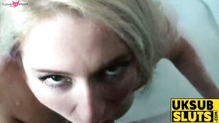 UKSubSluts.com - Blonde MILF Kaz's squirting for the first time with surprise