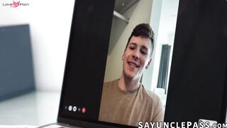 Damian Rose kneels down and worships Jax Thirio massive cock