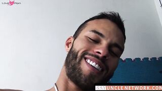 SayUncleNetwork.com - Handsome Latino's first gay raw anal experience and cumshot