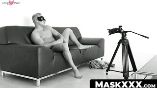 MaskXXX.com - Disguised hunk jacking off his really big cock with ease