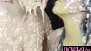 MatureLacey.com - Granny's passionate lesbian makeout and licking session
