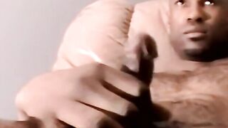 Amateur black dude strips and jacks off his raging cock