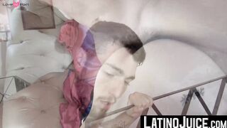 Hairy bisexual guy Angel rained by kinky Jaels mouth watering cum