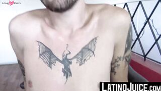 Hairy bisexual guy Angel rained by kinky Jaels mouth watering cum