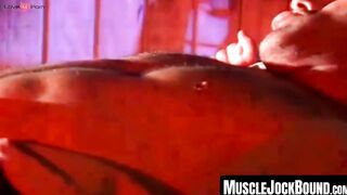 MuscleJockBound.com - Urethral play mixed with bondage for an incredibly muscular hun