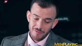 Bearded businessmen Franky Fox and Jp Dubois hard bareback