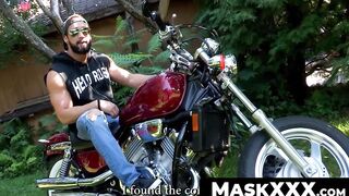 MaskXXX.com - Zack's bearded muscular biker persona gets wild outdoors