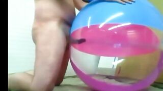 Daddy Plays with Inflatable Beach Ball Sex Toy