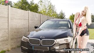 Titty fucking big tit car cleaning girlfriend
