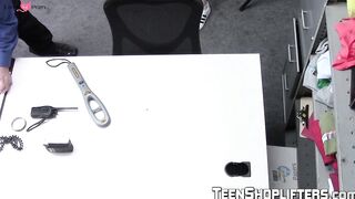 Young babe with big boobs lets officer tear her pussy apart