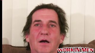 Average Joe with big belly masturbating solo on camera