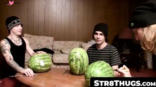Str8Thugs.com - Three horny twinks engage in a shared jack off session with a messy f