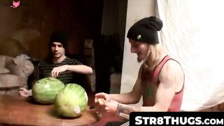 Str8Thugs.com - Three horny twinks engage in a shared jack off session with a messy f