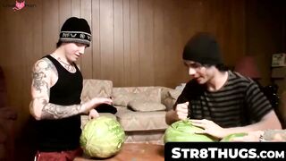 Str8Thugs.com - Three horny twinks engage in a shared jack off session with a messy f