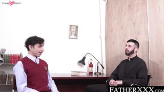 FatherXXX.com - Bearded priest of faith teases and raw fucks a young, curious catholi