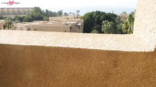 Amateur Babe Blows & Swallows on a Jordan Balcony