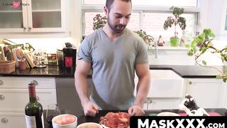 MaskXXX.com - Big cocked hunk's post-cooking wanking session is a real treat