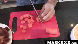 MaskXXX.com - Big cocked hunk's post-cooking wanking session is a real treat
