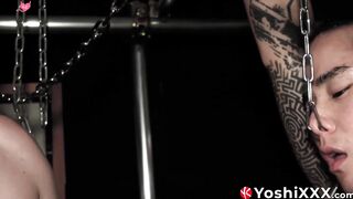 Deviants Yoshi Kawasaki and Axel Abysse are using the same rode for cock sounding