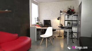 FAKE SECRETARY interviews and then bangs a nervous dude