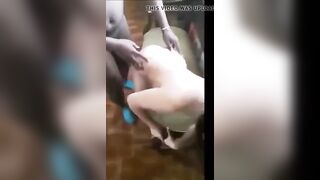 White bimbo gets banged by 2 bbc
