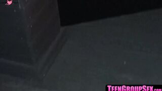 TeenGroupSex.com - Aspen, Monica, and Marilyn play hide and seek with big dick