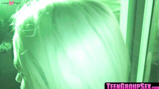 TeenGroupSex.com - Aspen, Monica, and Marilyn play hide and seek with big dick