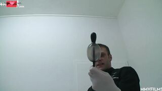 Sub gets butt inflated on Gynecological Chair
