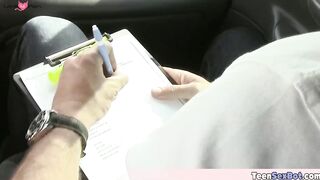 Hot teen trying to pass her driving test