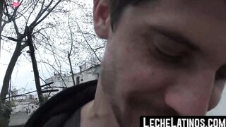 LecheLatinos.com - Pierced Latino sucks dick POV before an outdoor raw fuck