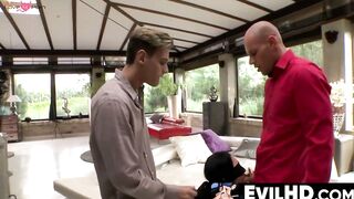 EvilHD.com - Cumming in Amalia's face once she gets threesome fucked hard
