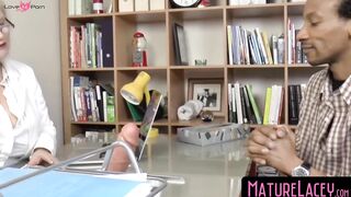 MatureLacey.com - Lacey Starr's interracial banging with a MILF and creampie