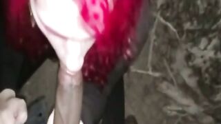 Interracial Blowjob in the Great Outdoors