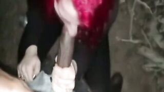 Interracial Blowjob in the Great Outdoors