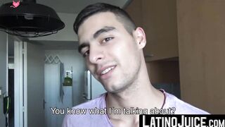 Curious adorable twink Cano rides my uncut dick and showers me with his cum
