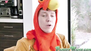 Thanksgiving cosplay hardcore foursome ends with cum facials