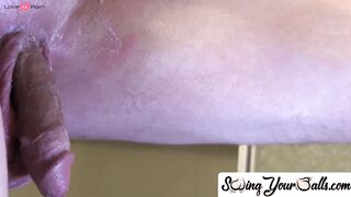 SwingYourBalls.com - Big dick and hanging balls shaved then enjoys jerk off