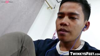 TwinkysFeet.com - Asian twink takes his socks off and teases before cumming hard and